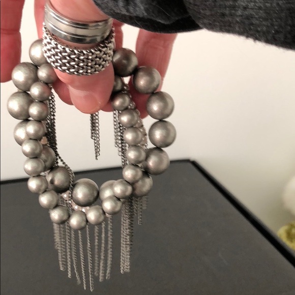 NWOT SILVER PEARL BRACELETS W/SILVER TONE CHAINS - Picture 4 of 7